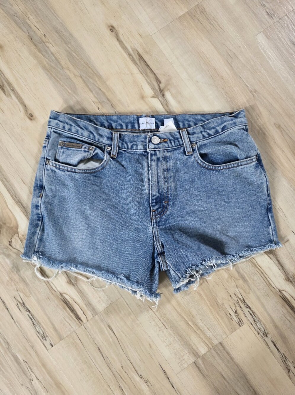 Vintage Calvin Klein Womens Sz 10 Jeans Turned Shorts Reworked Sandblast Raw Hem